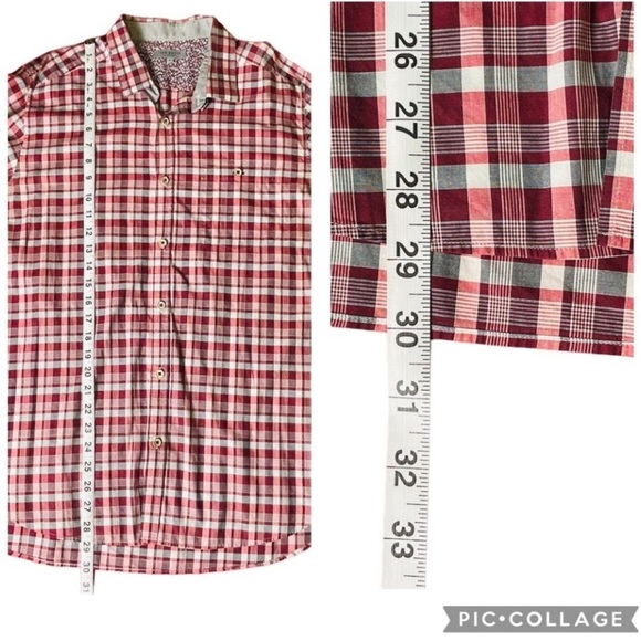 Ted Baker Burgundy/Gray Plaid Check Button Up Business Casual Shirt  Size 5/ XL - Picture 12 of 15